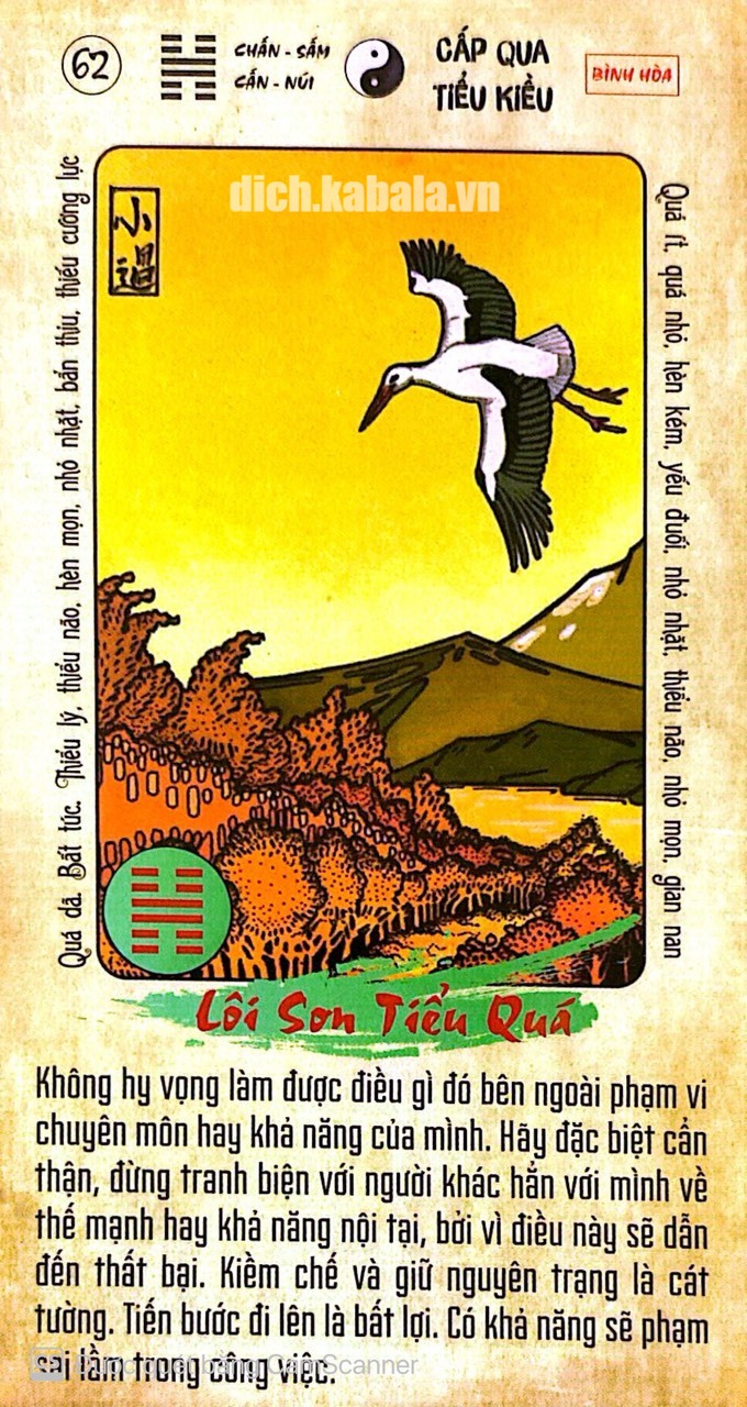 QUẺ 62: LÔI SƠN TIỂU QUÁ 2 62